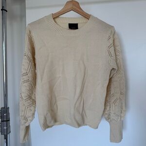 NWOT Lumiere Cream Blouson Knit Sleeve Sweater